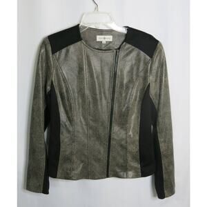 ANTHROPOLOGIE Kate Rosy Moto Jacket Size M  Faux Leather Animal Print Black